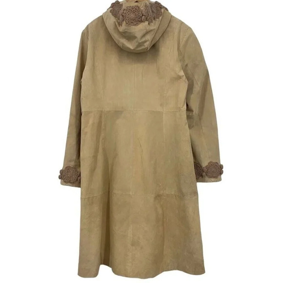 Boston Proper Women's Crocheted & Embroidered Long Leather Duster Jacket Size 16 - Picture 2 of 13